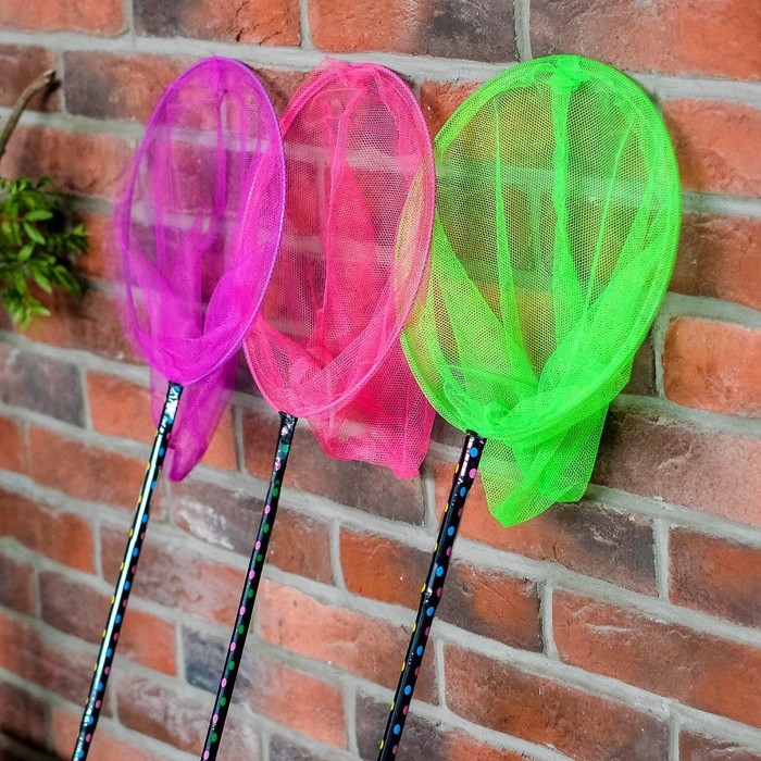 Сачок детский, ручка чёрный горох, 90 см, d=28 см, цвета МИКС Сачок детский, ручка чёрный горох, 90 см, d=28 см, цвета МИКС