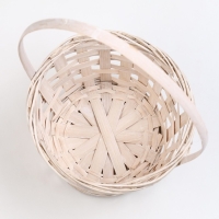 Корзина плетеная, D17 х 9 х 30 см, белая, бамбук