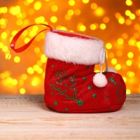 Подарочная упаковка &laquo;Сапожок&raquo;, бантик с помпонами и белой опушкой