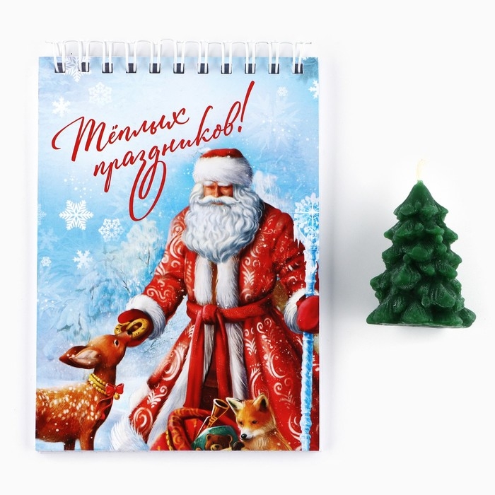 Подарочный набор новогодний блокнот А6, 40 л и фигурная свеча &laquo;Сказочный Новый год!&raquo;