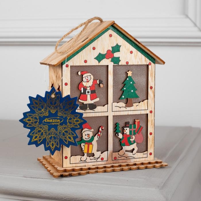 Ёлочная игрушка &laquo;Домик с окошками&raquo;, от батареек, свечение тёплое белое