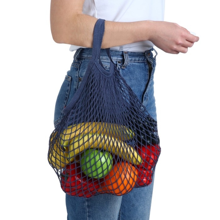 Авоська 37 х 20 см, ручка 12 см, клетка 1.5 см, синяя Авоська 37 х 20 см, ручка 12 см, клетка 1.5 см, синяя