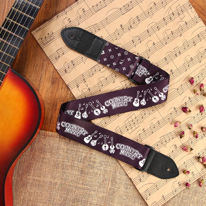 Ремень для гитары, черный, инструменты, длина 60-117 см, ширина 5 см Ремень для гитары, черный, инструменты, длина 60-117 см, ширина 5 см