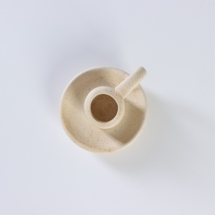 Подсвечник керамический, 8,5&times;5 см, цвет бежевый