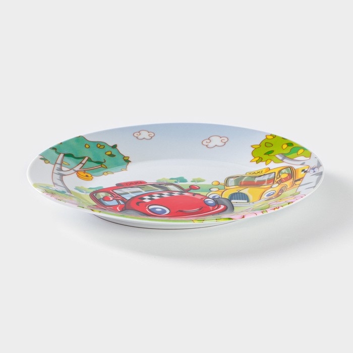 Набор детской посуды из керамики Доляна &laquo;Такси&raquo;, 3 предмета: кружка 230 мл, миска 400 мл, тарелка d=18 см