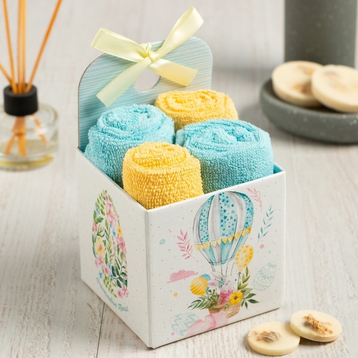 Набор декоративных махровых салфеток Этель «Светлая пасха» 30х30 см-4шт, хлопок, 340 г/м2 Набор декоративных махровых салфеток Этель «Светлая пасха» 30х30 см-4шт, хлопок, 340 г/м2