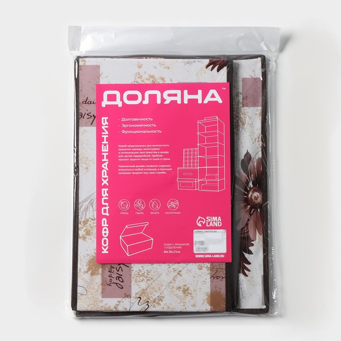 Короб стеллажный для хранения с крышкой Доляна &laquo;Астра&raquo;, 40&times;30&times;25 см