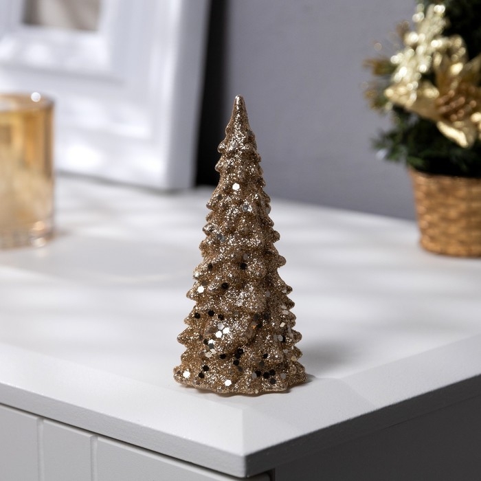 Светодиодная фигура &laquo;Ёлка золотистая&raquo; 5 &times; 12 &times; 5 см, пластик, батарейки LR44 (в комплекте), свечение тёплое белое