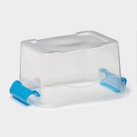 Контейнер для хранения, крышка с ручкой на защёлке, пластик, 1,35 л, 18,5&times;13&times;9,7 см, прозрачный/голубой