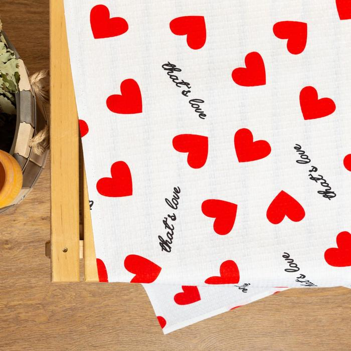 Простыня для бани &laquo;Сердечки&raquo; 150х180&plusmn;5 см, 100% хлопок, вафельное полотно, 160 гр/м2