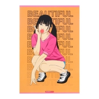 Тетрадь А4, 48 листов в клетку "Аниме Девушка", обложка мелованный картон, УФ- лак, МИКС