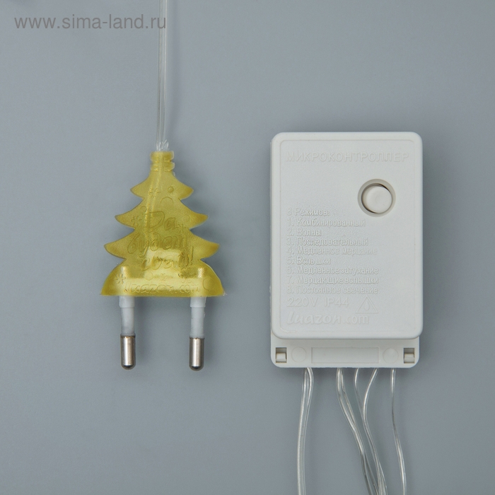 Гирлянда &laquo;Нить&raquo; 5 м, IP20, прозрачная нить, 50 LED, свечение жёлтое, 8 режимов, 220 В