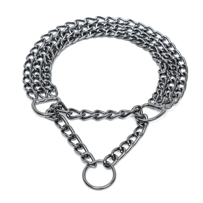 Ошейник - полуудавка металлический трехрядный, 40 см, толщина проволоки 2 мм, черный Ошейник - полуудавка металлический трехрядный, 40 см, толщина проволоки 2 мм, черный