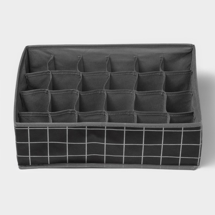 Органайзер для хранения белья Доляна &laquo;Кло&raquo;, 24 ячейки, 38&times;30&times;12 см, цвет чёрный