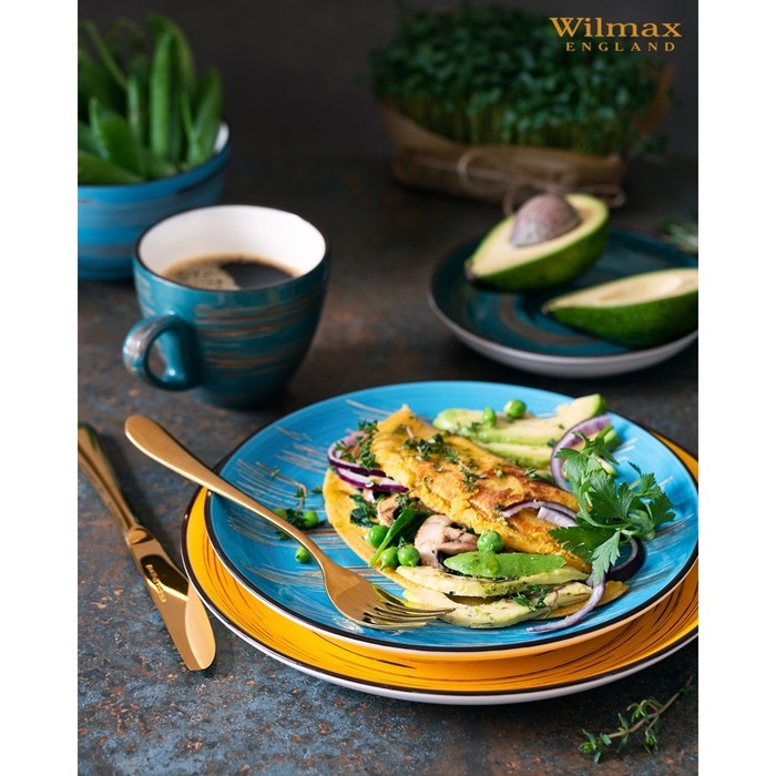 Тарелка фарфоровая десертная Wilmax Scratch, d=17,5 см, цвет голубой