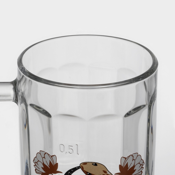 Кружка стеклянная для пива &laquo;Золотые змейки&raquo;, 500 мл, МИКС