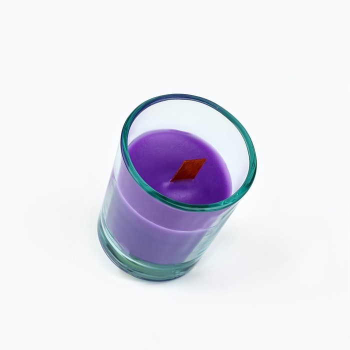 Ароматическая свеча в стекле &laquo;Цветочные поля&raquo;, с соевым воском: лаванда, 6 х 5 х 5 см.