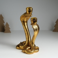 Подсвечник полистоун на 2 свечи "Две королевские кобры" золото 14,5х10,5х21,2 см Подсвечник полистоун на 2 свечи "Две королевские кобры" золото 14,5х10,5х21,2 см