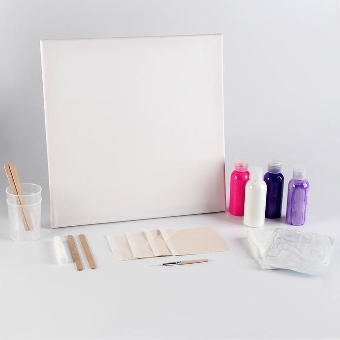 Набор для творчества. Флюид арт. Рисование акрилом на холсте с поталью &laquo;Розовое настроение&raquo;