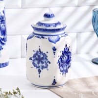 Банка «Каскад», для сыпучих продуктов, средняя, 1,25 л, H=19,5 см, гжель Банка «Каскад», для сыпучих продуктов, средняя, 1,25 л, H=19,5 см, гжель