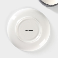 Чайная пара фарфоровая Доляна &laquo;Марокко&raquo;, 2 предмета: чашка 280 мл, блюдце d=15 см, цвет белый и чёрный