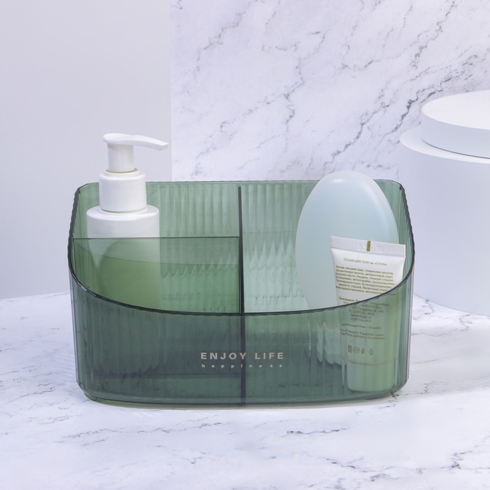 Органайзер для хранения «GREEN», 3 секции, 18,5 × 9,5 × 10 см, цвет полупрозрачный/зелёный Органайзер для хранения «GREEN», 3 секции, 18,5 × 9,5 × 10 см, цвет полупрозрачный/зелёный