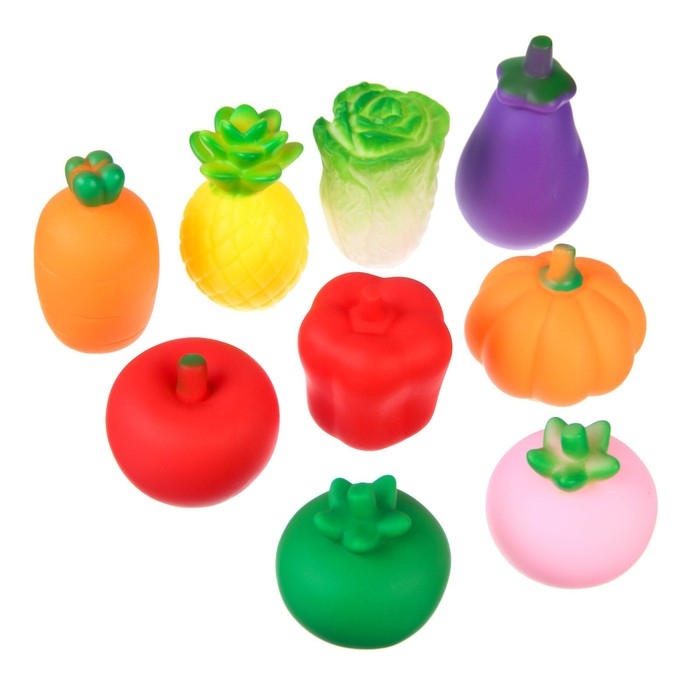 Набор резиновых игрушек для ванны «Овощи», с пищалкой, 9 шт, Крошка Я Набор резиновых игрушек для ванны «Овощи», с пищалкой, 9 шт, Крошка Я