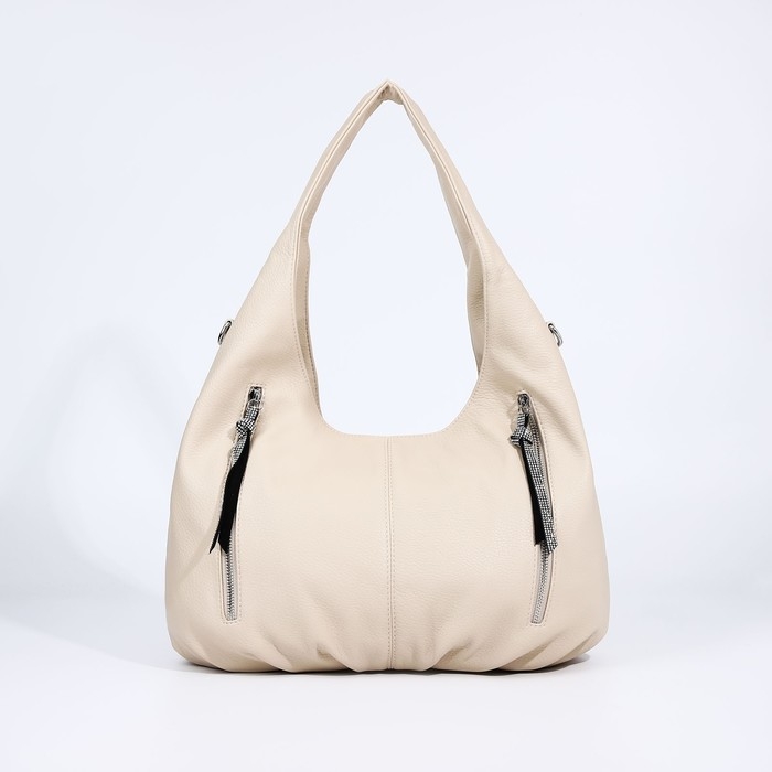 Сумка-мешок на молнии, 3 наружных кармана, цвет бежевый Сумка-мешок на молнии, 3 наружных кармана, цвет бежевый