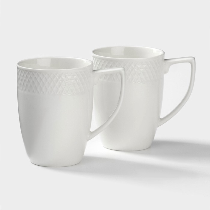 Набор кружек фарфоровых Wilmax &laquo;Юлия Высоцкая&raquo;, 2 предмета: 350 мл, цвет белый