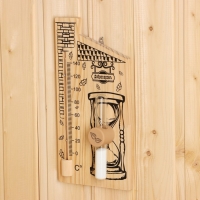 Термометр для бани с песочными часами 15 мин "Дом", деревянный, 28 х 14 см, Добропаровъ Термометр для бани с песочными часами 15 мин "Дом", деревянный, 28 х 14 см, Добропаровъ