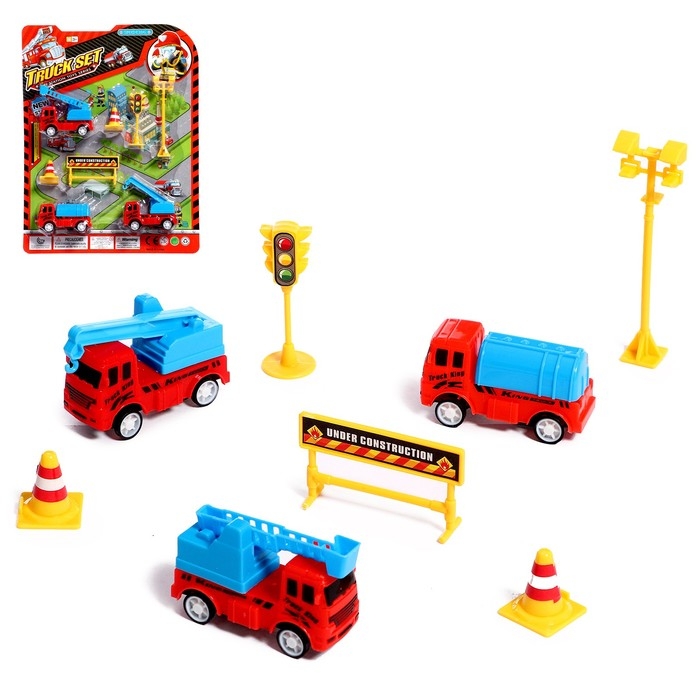 Набор машинок &laquo;Пожарная служба&raquo;, 3 машинки и аксессуары