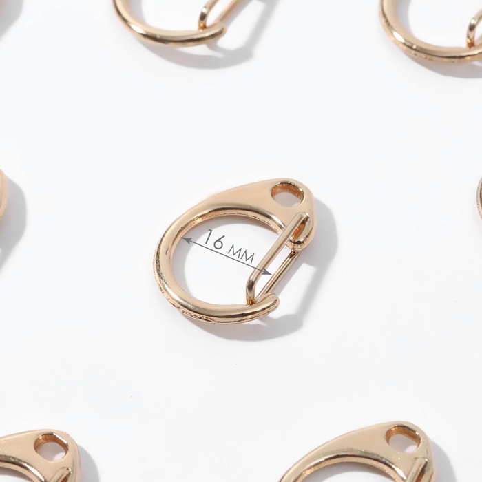 Карабин металлический &laquo;Круг&raquo;, d = 16 мм, 25 &times; 20 мм, 10 шт, цвет золотой