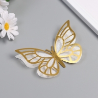 Наклейка бумага, пластик "Бабочки, серебристый глиттер" набор 12 шт 12 см, 10 см 8 см