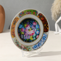 Тарелка декоративная "Русские мотивы. Жостовская роспись", настенная, d=20 см, ручная работа