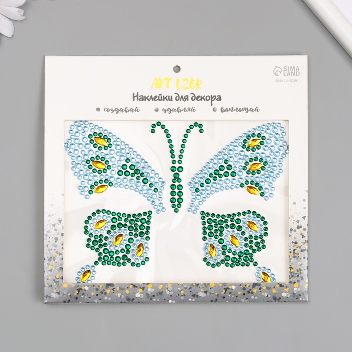 Наклейка пластик стразы Наклейка пластик стразы "Бабочка" МИКС 12х16 см