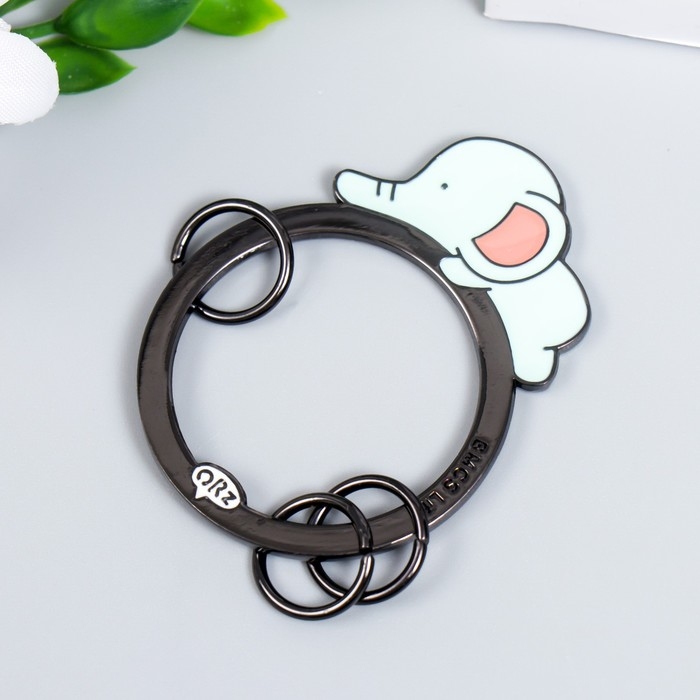 Брелок-ключница металл Брелок-ключница металл "Голубой слонёнок лежит" эмаль 5,5х4,2 см