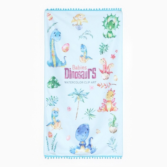 Полотенце пляжное Этель Полотенце пляжное Этель "Динозаврики" 75*140 см, микрофибра, 100% п/э, 230 гр/м2