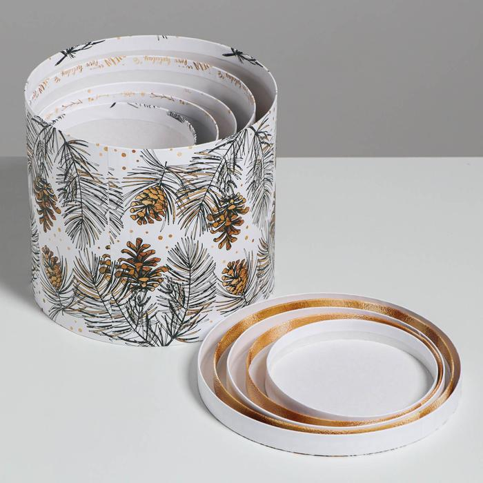 Набор подарочных коробок 5 в 1 &laquo;Белое золото&raquo;, 13 х 14‒19.5 х 22 см, Новый год