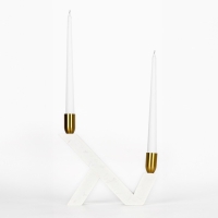 Подсвечник латунь, мрамор &laquo;Грани&raquo; 22 х 20 х 5 см