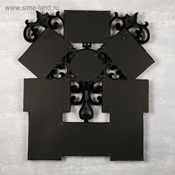 Фоторамка пластик на 9 фото 10х10, 10х15 см Фоторамка пластик на 9 фото 10х10, 10х15 см "Узоры" тёмное золото 54х49 см