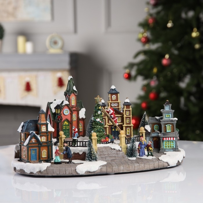 Светодиодная фигура &laquo;Рождественская площадь&raquo; 40 &times; 21 &times; 22 см, полистоун, батарейки ААх3 (не в комплекте), USB, свечение мульти