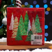 Новогодние салфетки бумажные Art Bouquet &laquo;Ели на красном&raquo;, 3 слоя, 33х33, 20 шт