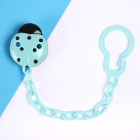 Держатель для соски - пустышки &laquo;Божья коровка&raquo;, на цепочке, цвет бирюзовый