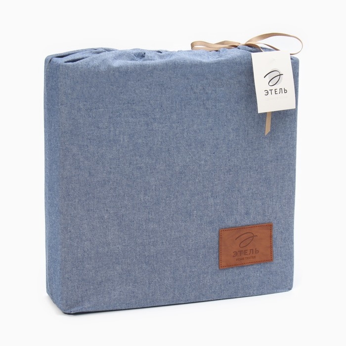 Постельное бельё Этель Denim 1.5 сп, 155х210см, 160х240см, 50х70-2шт, цвет синий, жатый хлопок, 140 г/м2 Постельное бельё Этель Denim 1.5 сп, 155х210см, 160х240см, 50х70-2шт, цвет синий, жатый хлопок, 140 г/м2