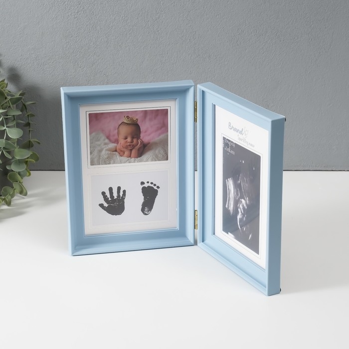 Фоторамка пластик 8х12 см Фоторамка пластик 8х12 см "Наш малыш" голубая с рамкой для УЗИ 2х36,5х22,7 см