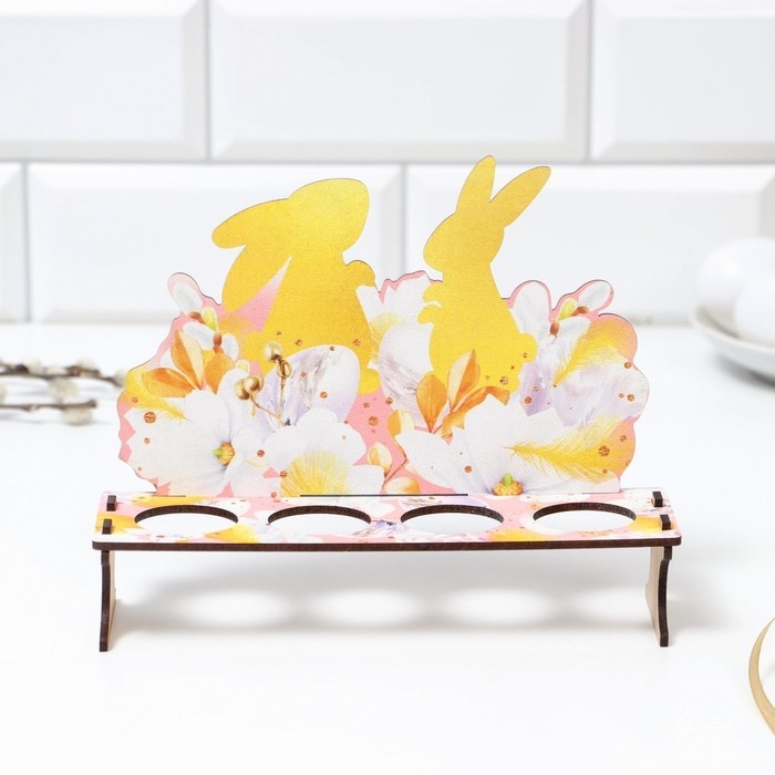 Подставка на 4 яйца &laquo;Кролики&raquo;, 19,6 х 16 х 6 см.