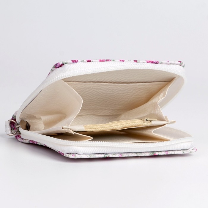 Кошелёк, 2 отдела на молнии, цвет белый