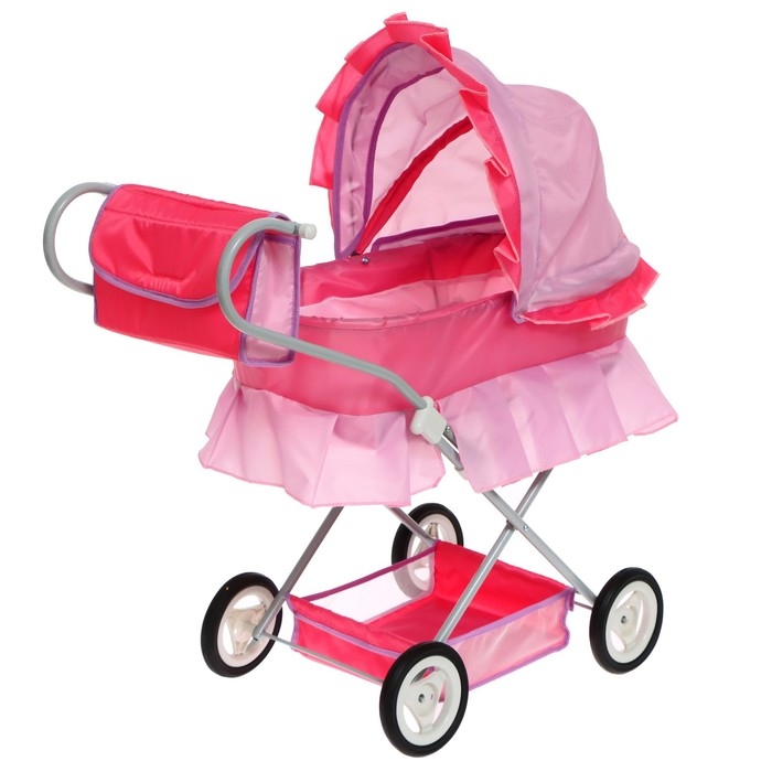 Коляска кукольная №11, цвет розовый с сиреневым Коляска кукольная №11, цвет розовый с сиреневым