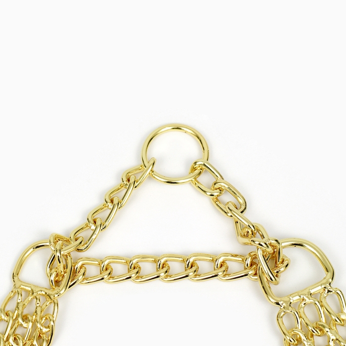 Ошейник - полуудавка металлический трехрядный, 40 см, толщина проволоки 2 мм, золотистый Ошейник - полуудавка металлический трехрядный, 40 см, толщина проволоки 2 мм, золотистый