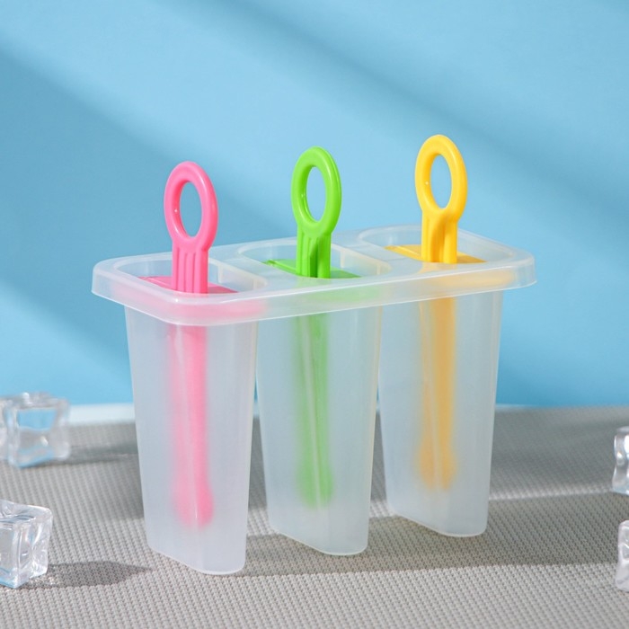 Форма для мороженого Доляна «Симпл», 11×11×6,5 см, 3 ячейки, цвет прозрачный Форма для мороженого Доляна «Симпл», 11×11×6,5 см, 3 ячейки, цвет прозрачный